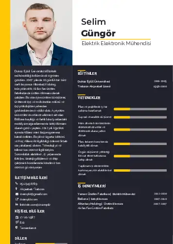 Elektrik Mühendisi CV Örnekleri cv indir